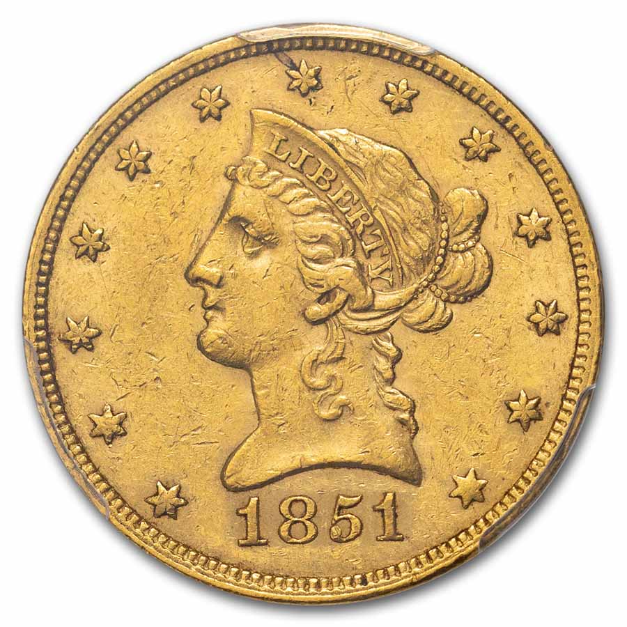 1851 $10 Liberty Gold Eagle AU-55 PCGS