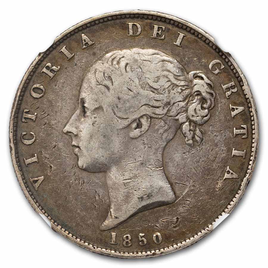 1850 Great Britain Silver Half Crown Victoria VF-25 NGC