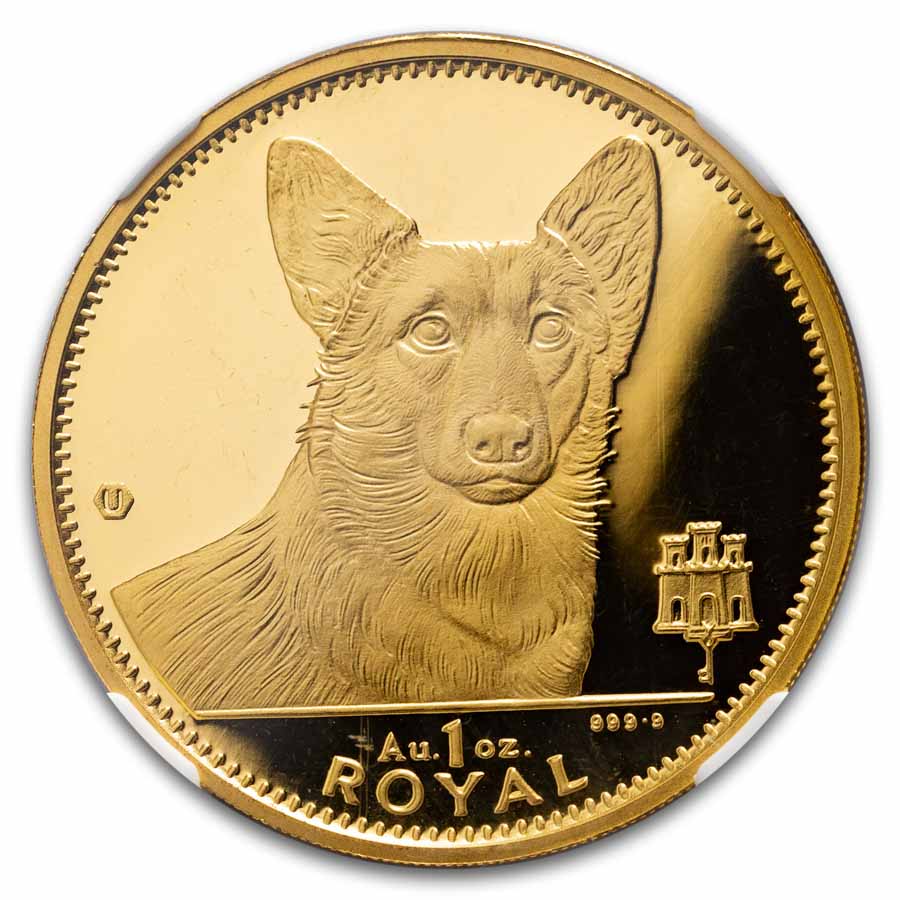 1991 Gibraltar 1 oz Gold Royal Corgi MS-63 NGC