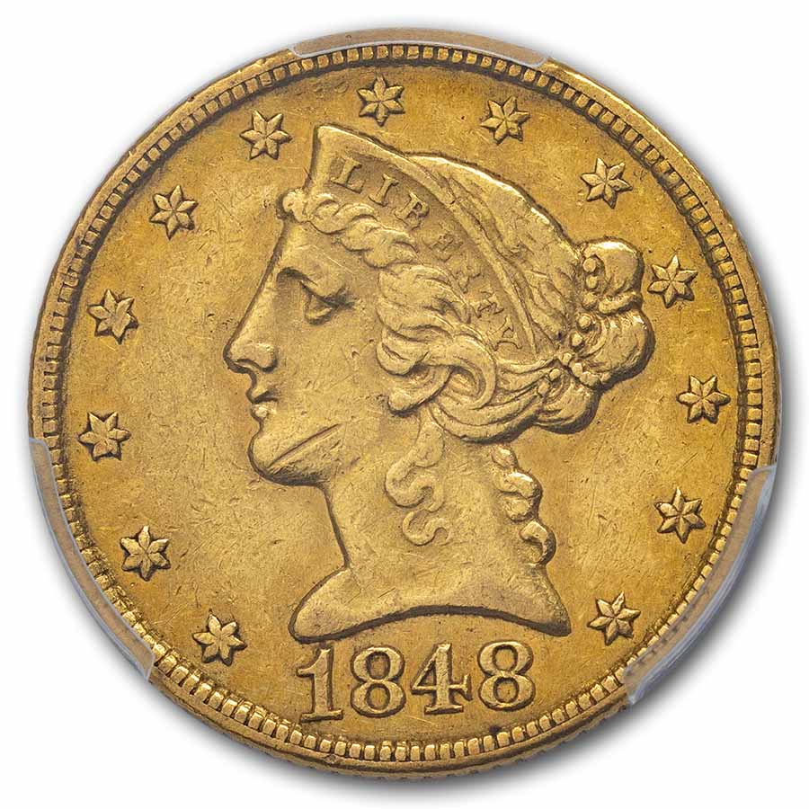 1848-C $5 Liberty Gold Half Eagle XF-40 PCGS