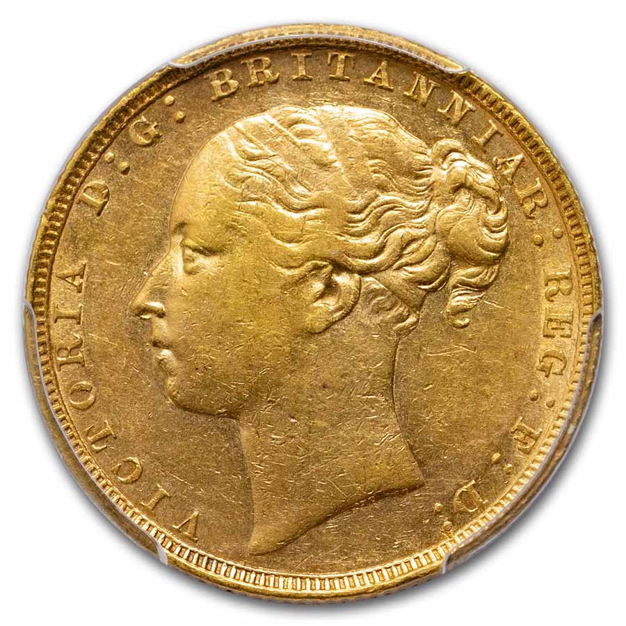 1879 Great Britain Gold Sovereign Victoria Young Head AU-55 PCGS