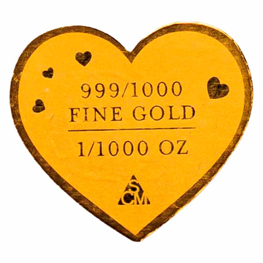 1/1000 oz Gold Shaped Heart - I love You (w/Box & COA)