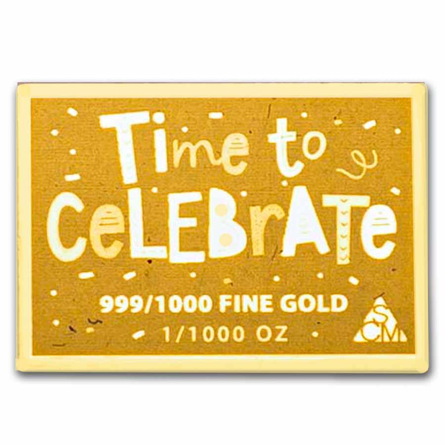 1/1000 oz Gold Bar - Happy Birthday Cake (w/Box & COA)
