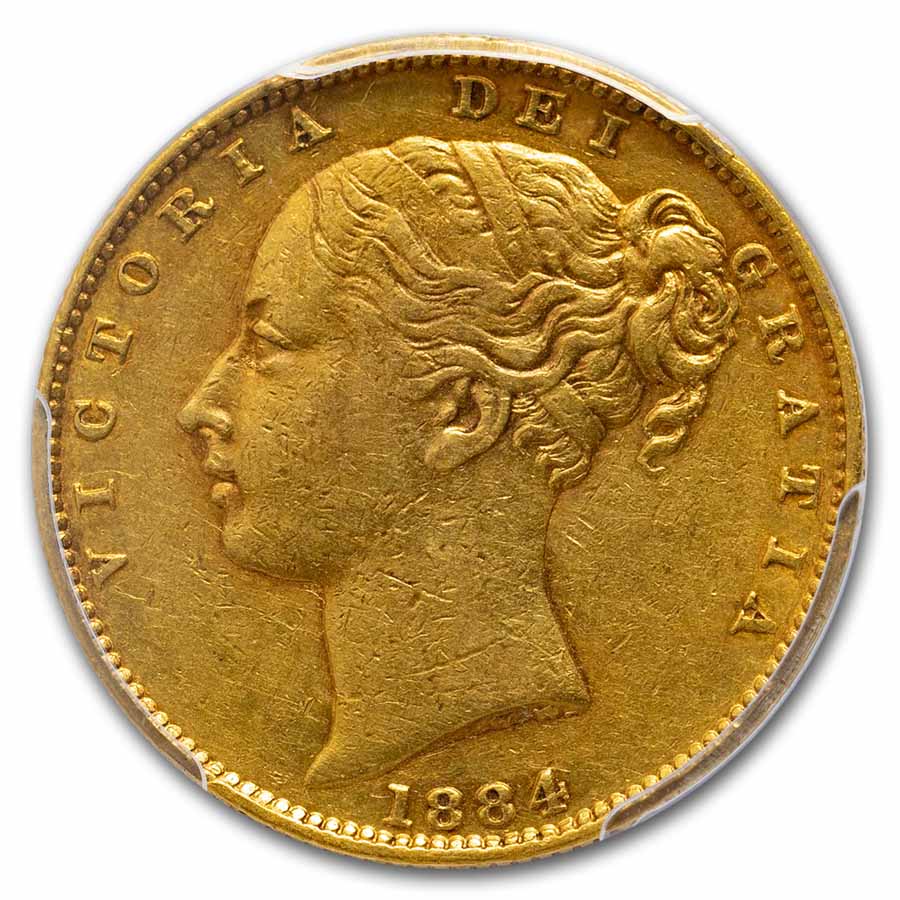 1884-M Australia Gold Sovereign Victoria Shield AU-53 PCGS