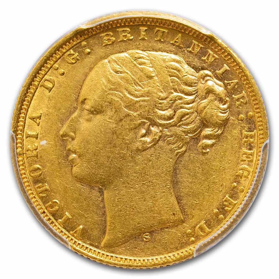 1871-S Australia Gold Sovereign Young Victoria AU-53 PCGS