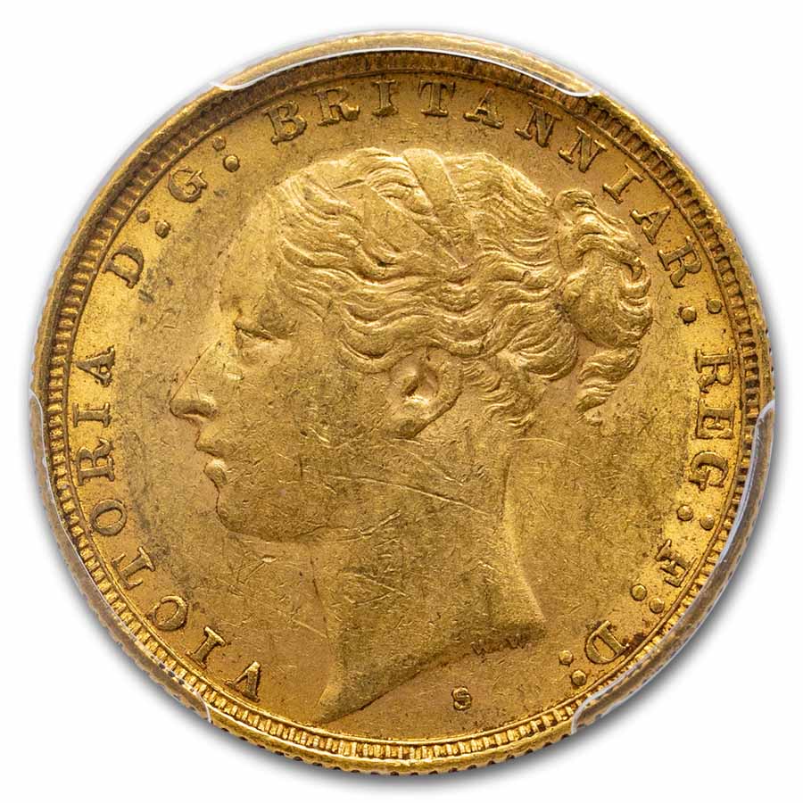 1883-S Australia Gold Sovereign Young Victoria AU-53 PCGS