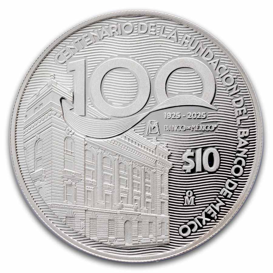 2025 MEX 2 oz Silver 100th Anniversary Banco de Mexico PF-70 NGC