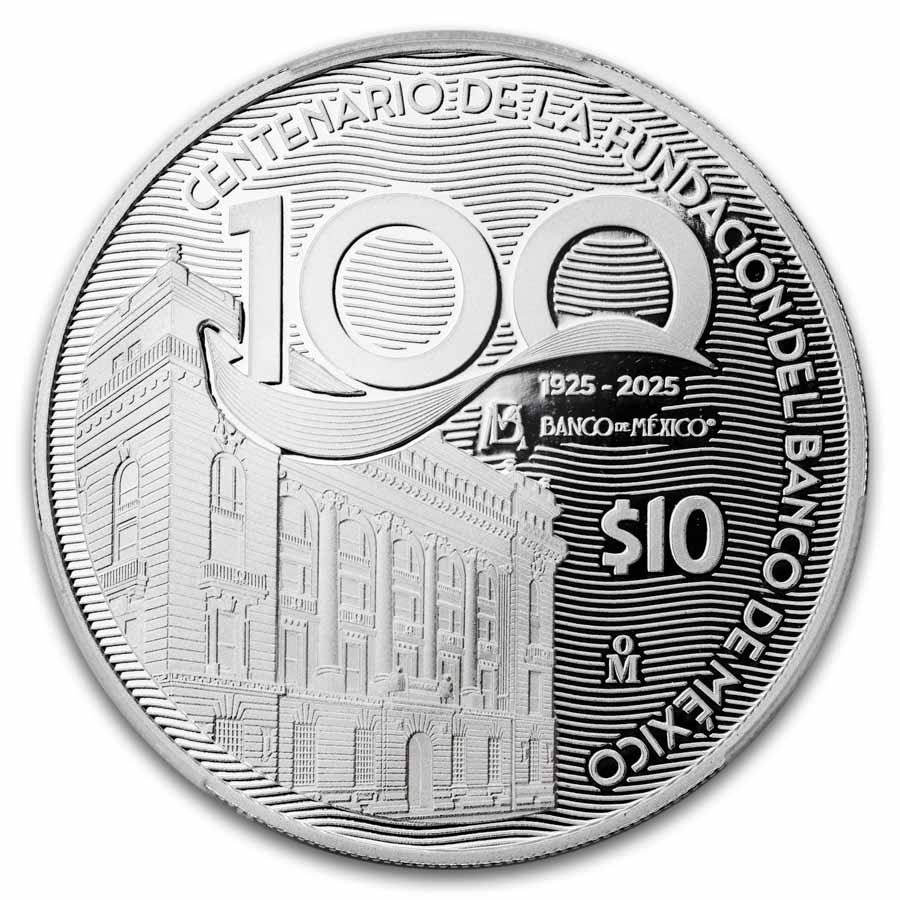 2025 MEX 2 oz Silver 100th Anniversary Banco de Mexico PR-69 PCGS