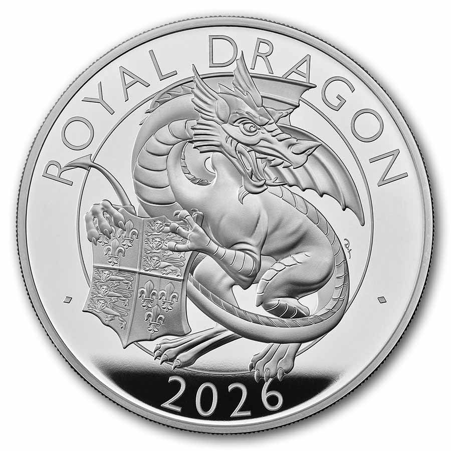 2026 GB Royal Tudor Beasts The Royal Dragon 10 oz Silver Prf Coin
