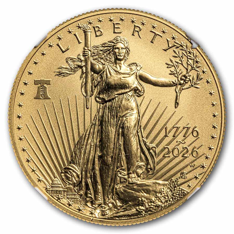 2026-W 1 oz Burnished Gold Eagle Dual Date MS-70 NGC (ER, 40th)