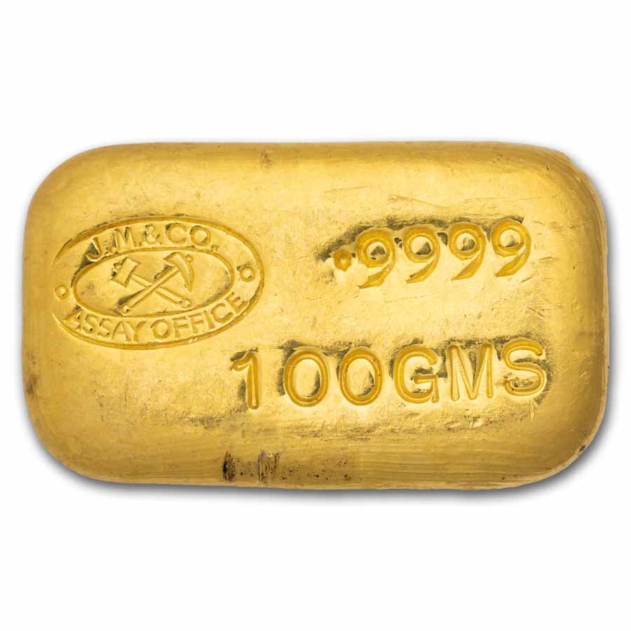 100 gram Gold Square - Johnson Matthey (Poured, J.M. &Co.)