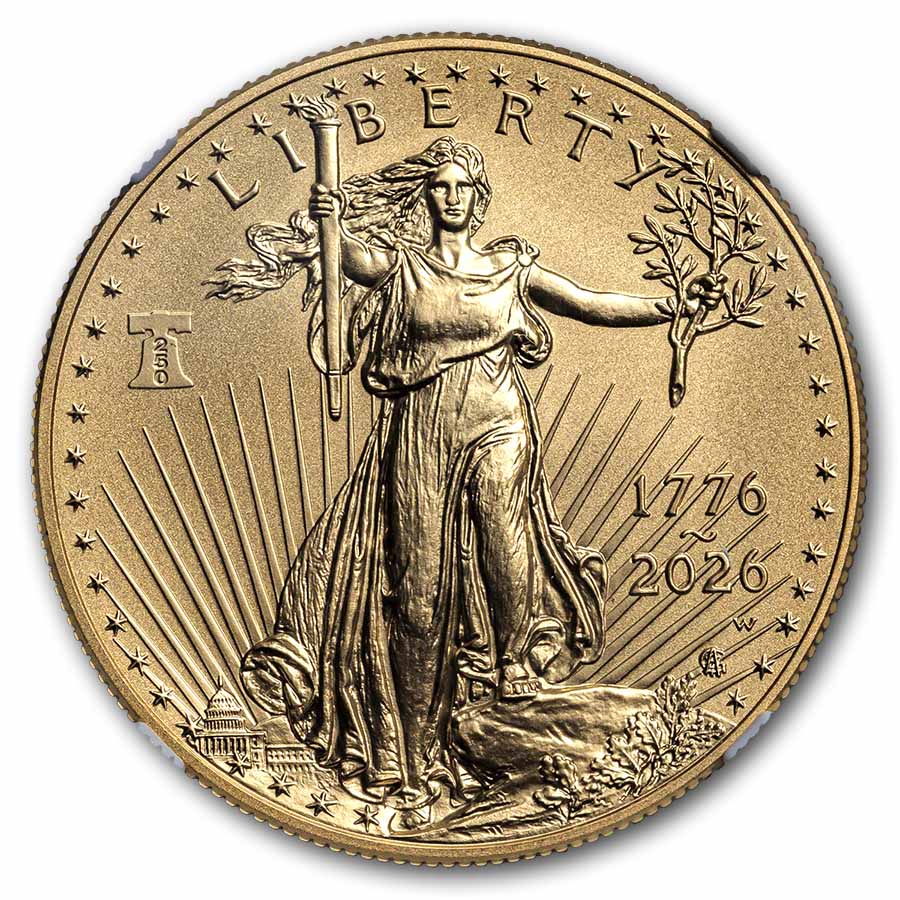 2026-W 1 oz Burnished Gold Eagle Dual Date MS-70 NGC (FDI, 40th)