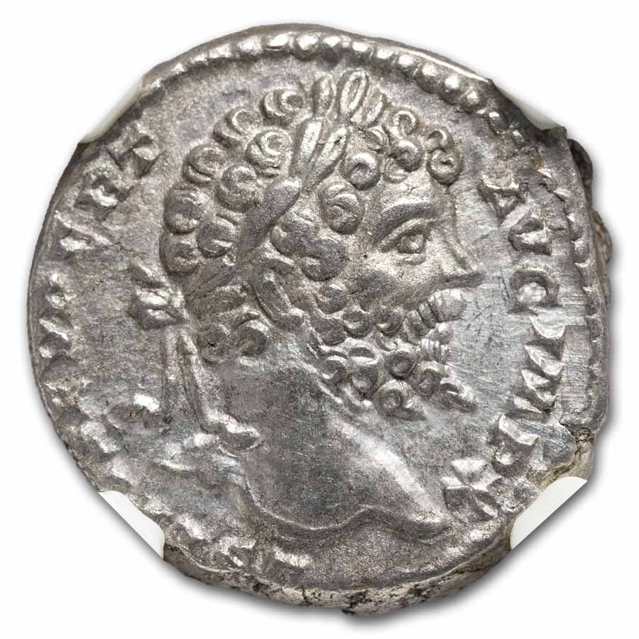 Roman AR Denarius Septimius Severus (193-211 AD) Ch AU NGC