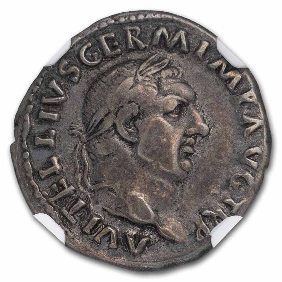 Roman AR Denarius Vitellius (69 AD) Ch VF NGC (RIC 107, 5/4)