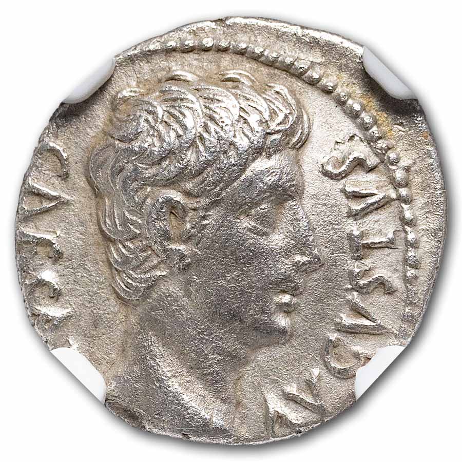 Roman AR Denarius Augustus (27 BC-14 AD) AU NGC (RIC I 86a)