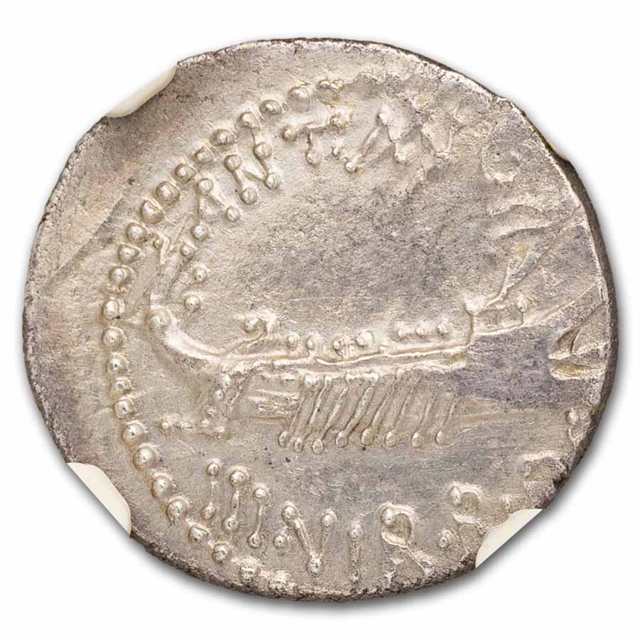 Roman AR Denarius Marc Antony Legion III (30 BC) MS NGC (4/3)