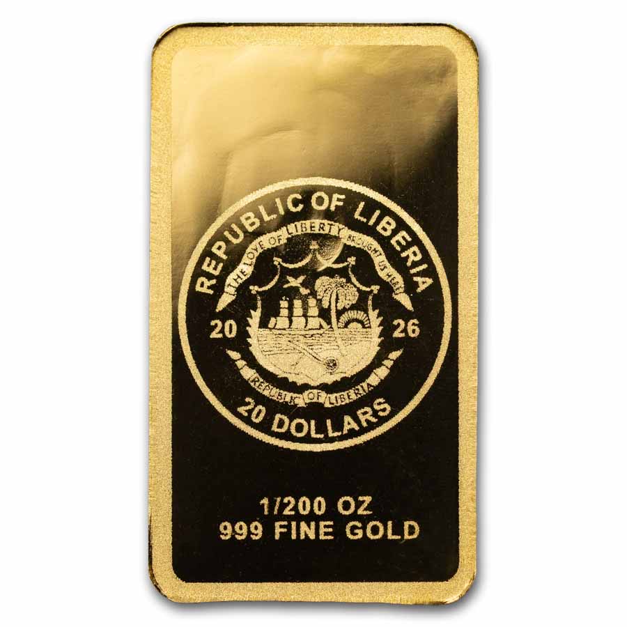 2026 Liberia 1/200 oz Gold Firecracker Girl Coin Bar