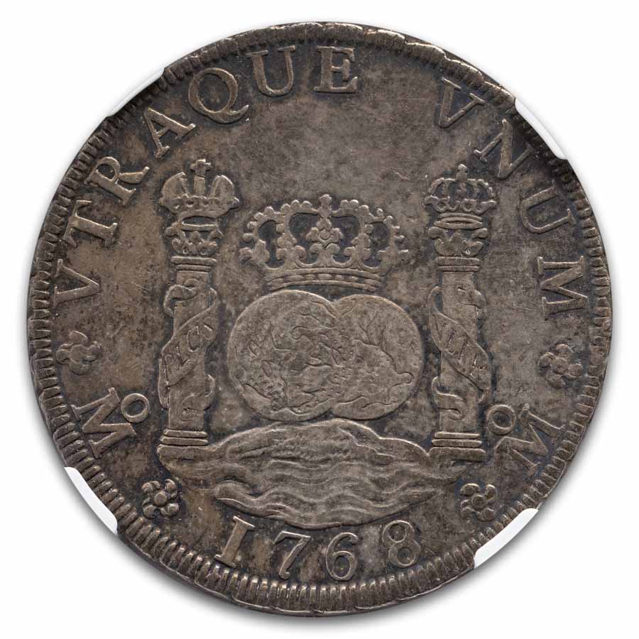 1768-Mo MF Mexico Silver 8 Reales "Pillar Dollar" AU-50 NGC