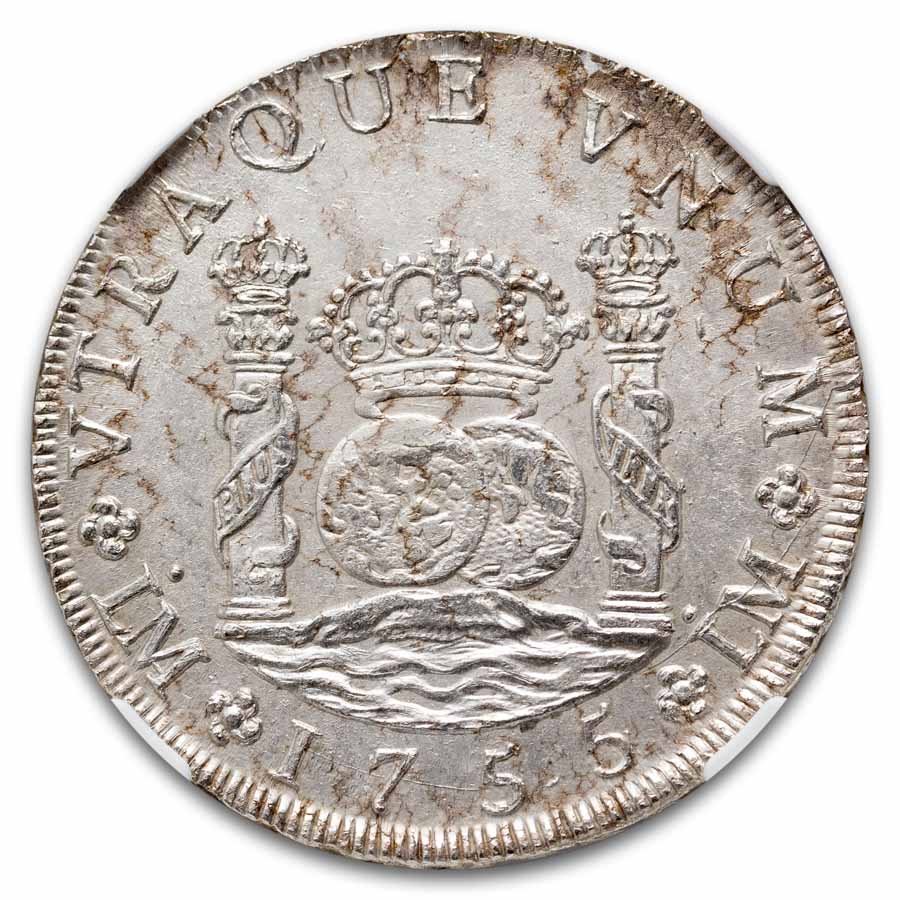 1755-LM JD Peru Silver 8 Reales "Pillar Dollar" Unc NGC