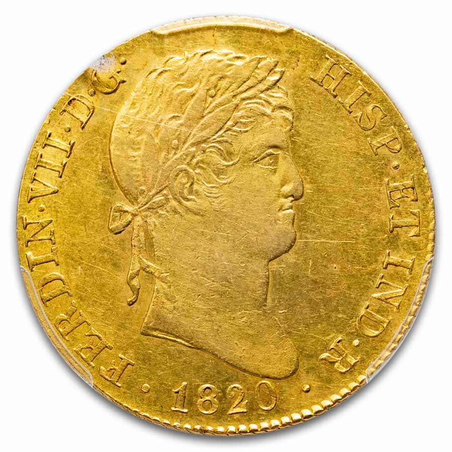 1820-M GJ Spain Gold 4 Escudos Ferdinand VII AU-55 PCGS