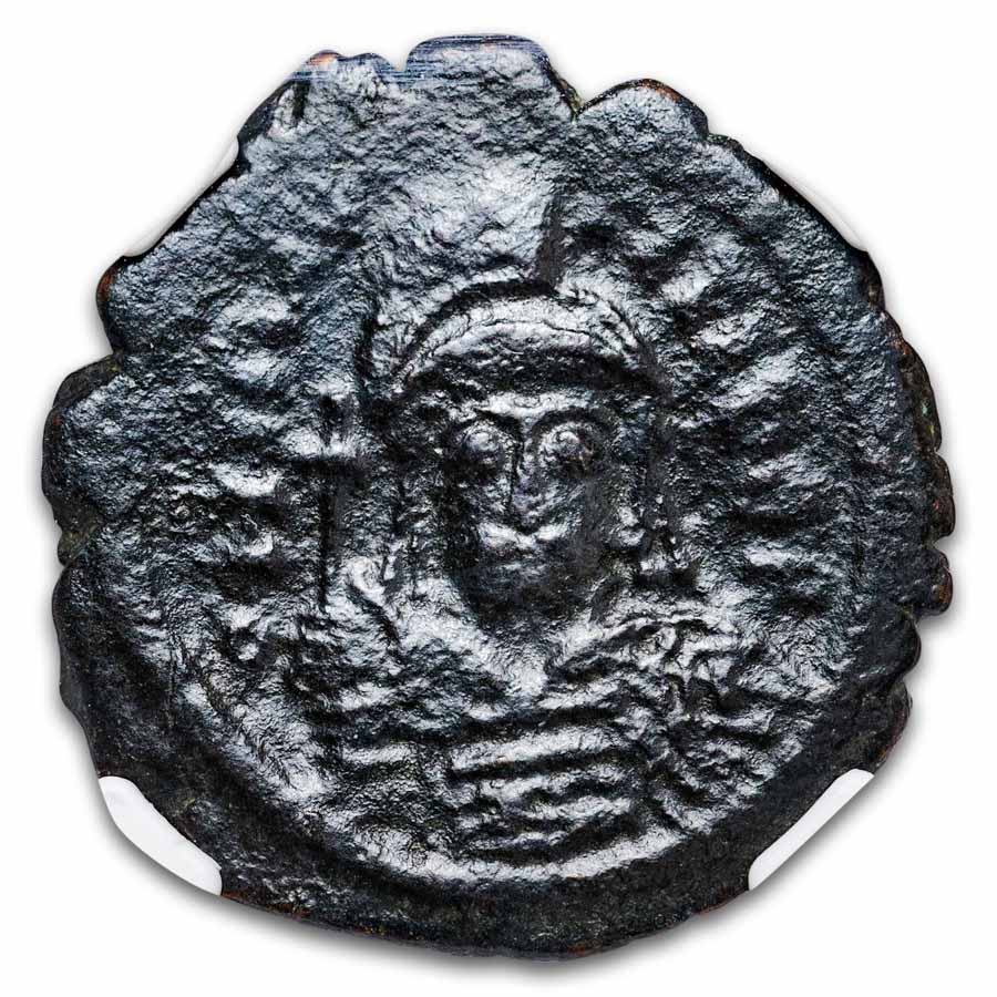 Byzantine Empire AE Follis Maurice Tiberius (582-602 AD) F NGC
