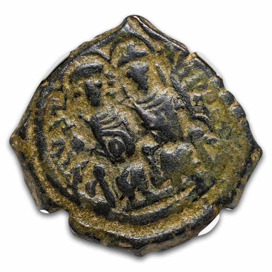 Byzantine AE Follis Justin II & Sophia (565-578 AD) Fine NGC