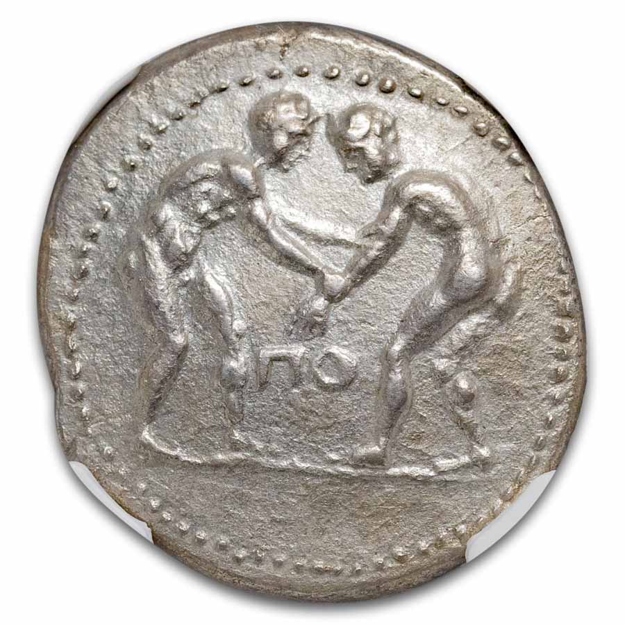 Pamphylia Aspendos AR Stater Wrestlers (325-250 BC) Ch XF NGC