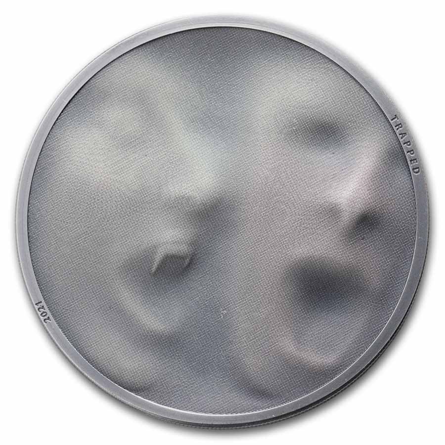 2021 Cook Islands 1 oz Antique Silver Trap Attack (Coin Only)