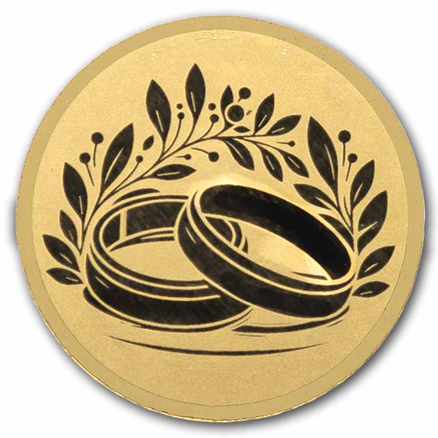 1/1000 oz Gold Round - Two Hearts Wedding (In Assay)