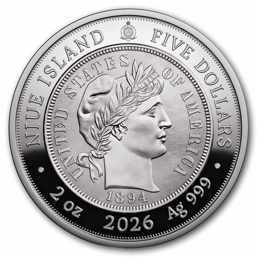 2026 Niue 2 oz Silver Greatest U.S. Coins: 1894-S Barber Dime