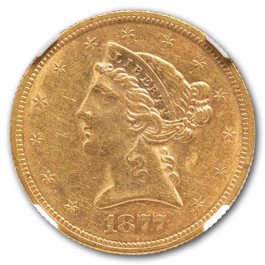 1877-S $5 Liberty Gold Half Eagle AU-55 NGC
