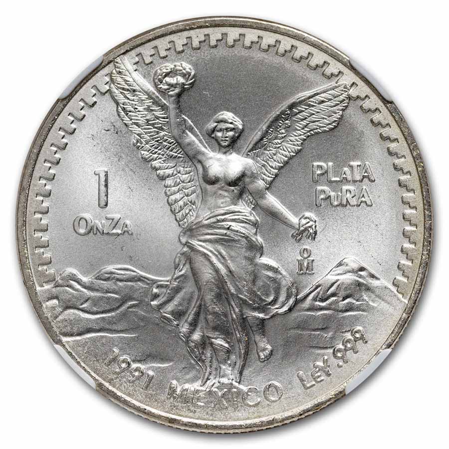 1991 Mexico 1 oz Silver Libertad Type 2 MS-69 NGC