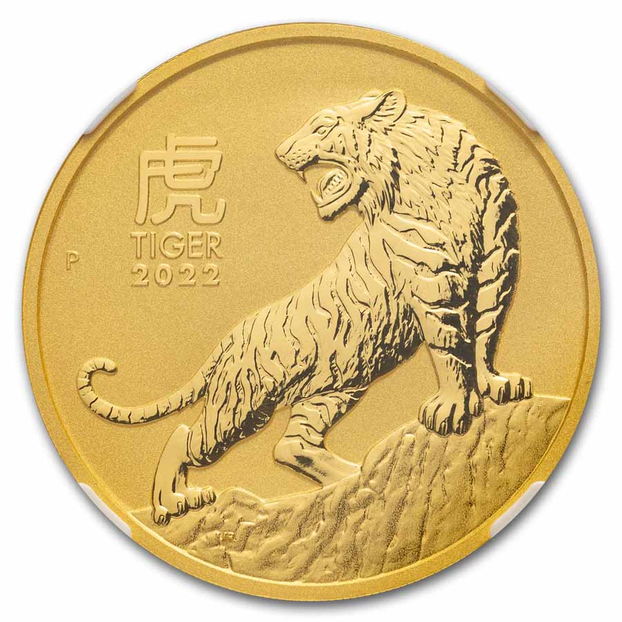 2022 Australia 2 oz Gold Lunar Tiger MS-70 NGC