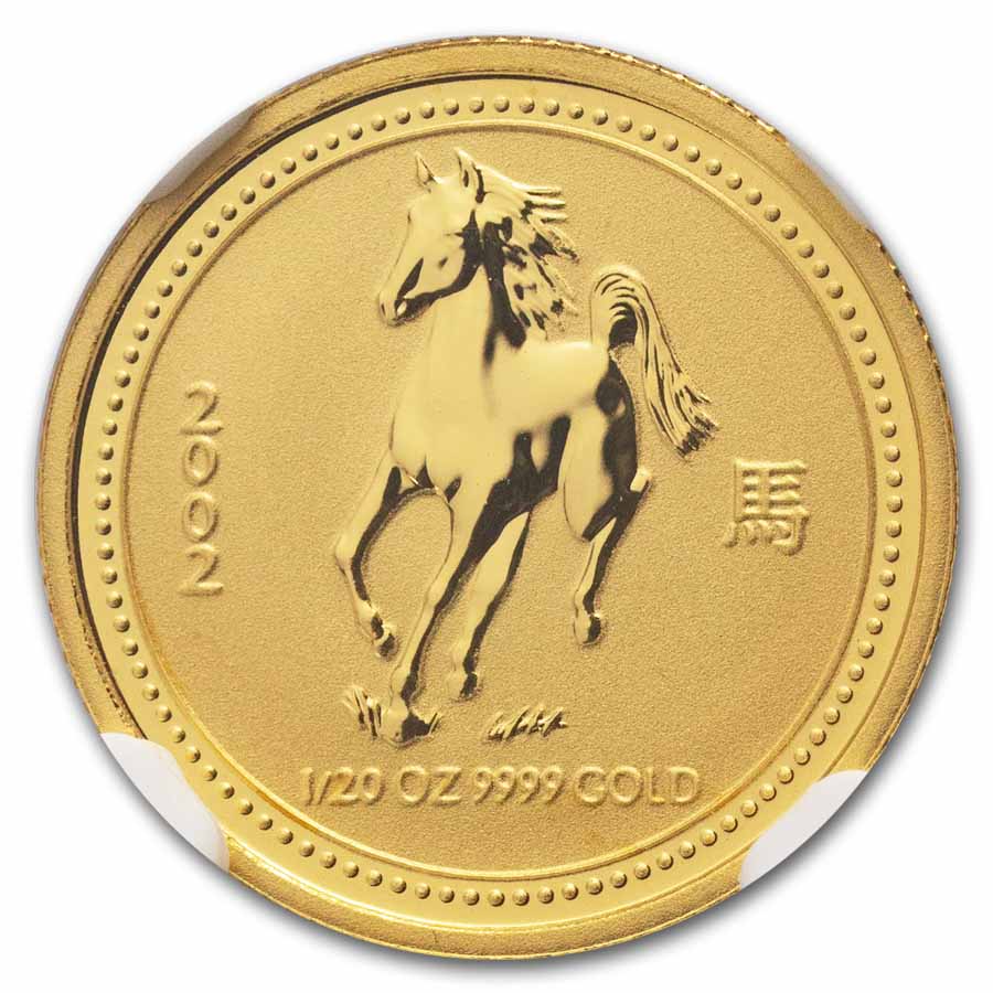 2002 1/20 oz Gold Year of the Horse Coin MS-70 NGC