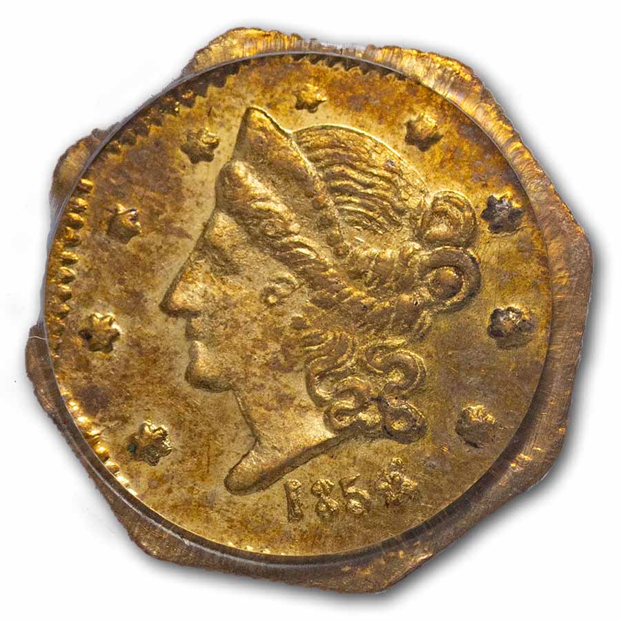 1854 Liberty Octagonal 50¢ Gold PCGS MS-63 (BG-305)
