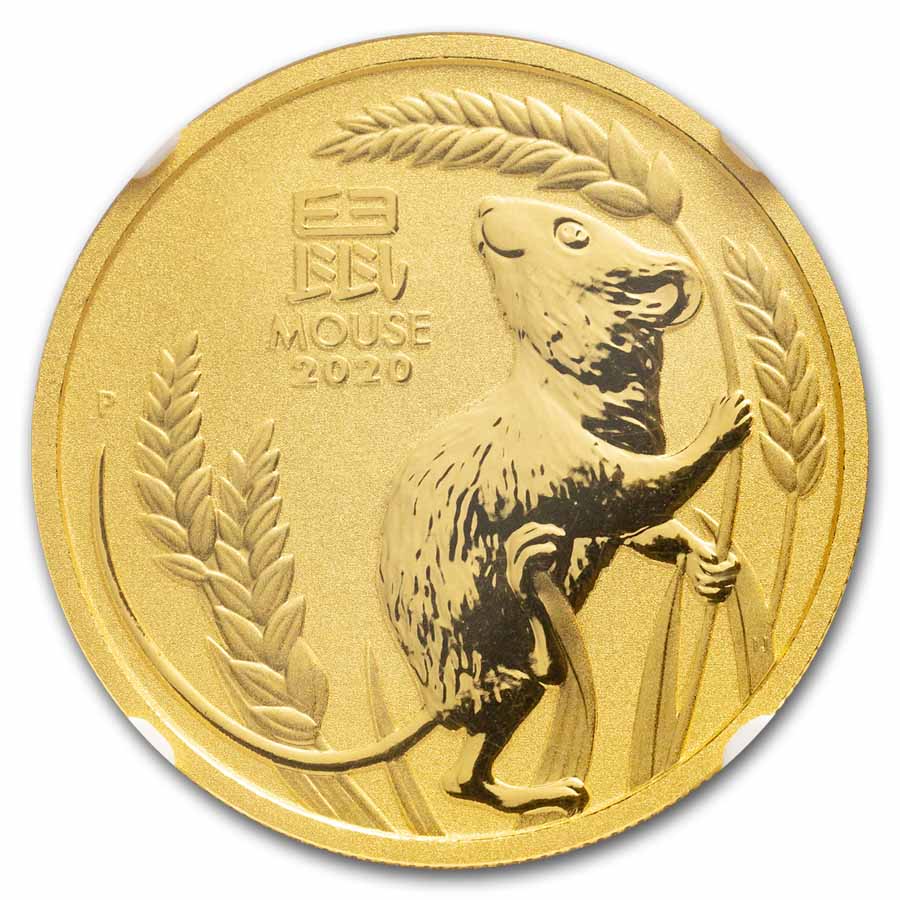2020 Australia 1 oz Gold Lunar Mouse MS-69 NGC