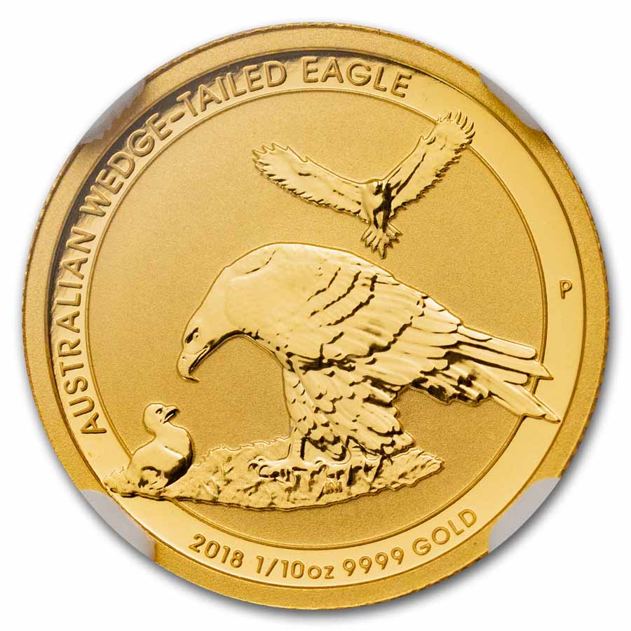 2018 Australia 1/10 oz Gold Wedge Tailed Eagle MS-70 NGC (ER)