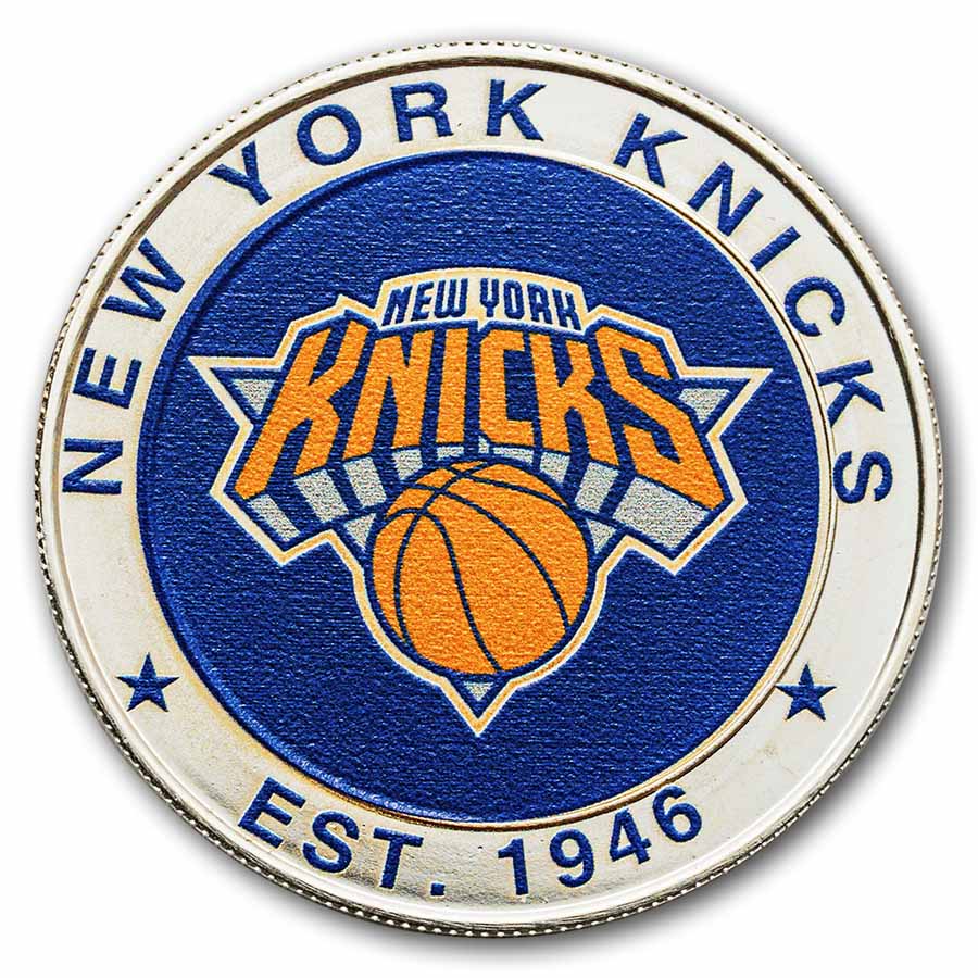 NBA New York Knicks 1 oz Silver Colorized Round (w/Box)
