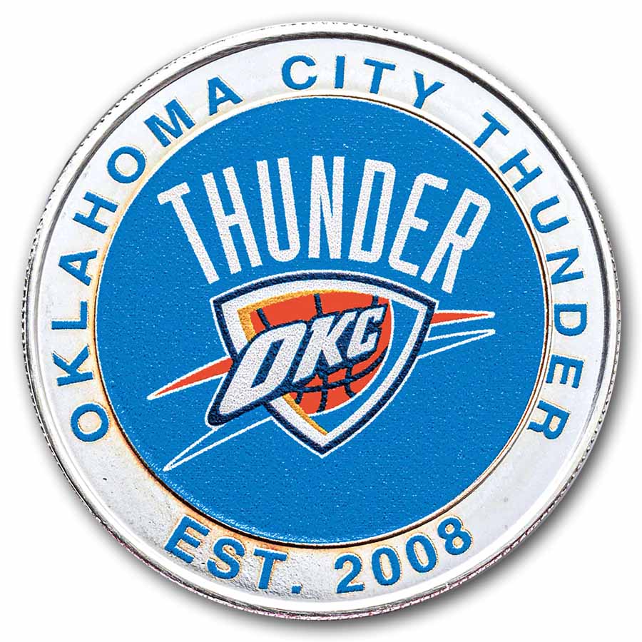 NBA Oklahoma City Thunder 1 oz Silver Colorized Round (w/Box)