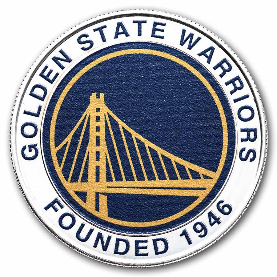 NBA Golden State Warriors 1 oz Silver Colorized Round (w/Box)