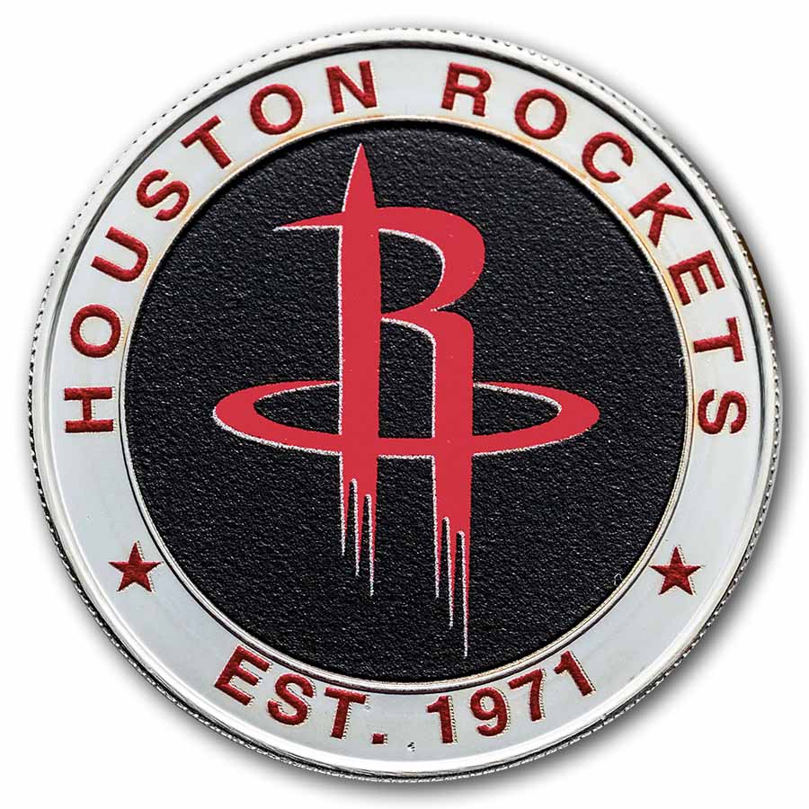 NBA Houston Rockets 1 oz Silver Colorized Round (w/Box)