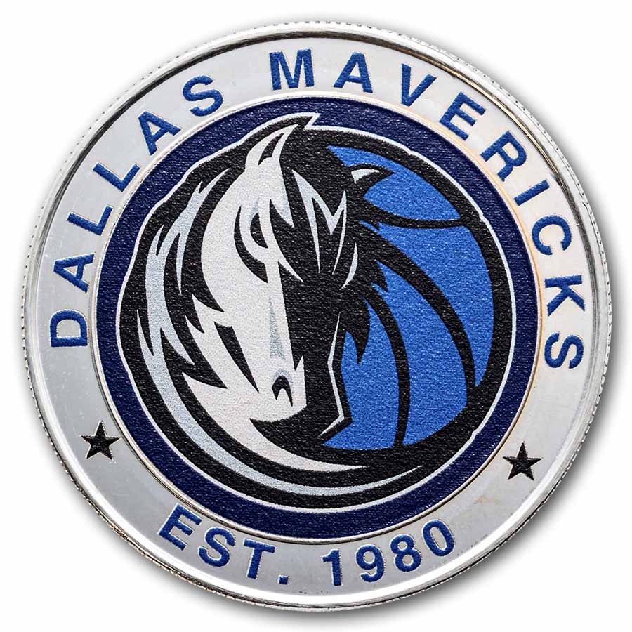 NBA Dallas Mavericks 1 oz Silver Colorized Round (w/Box)