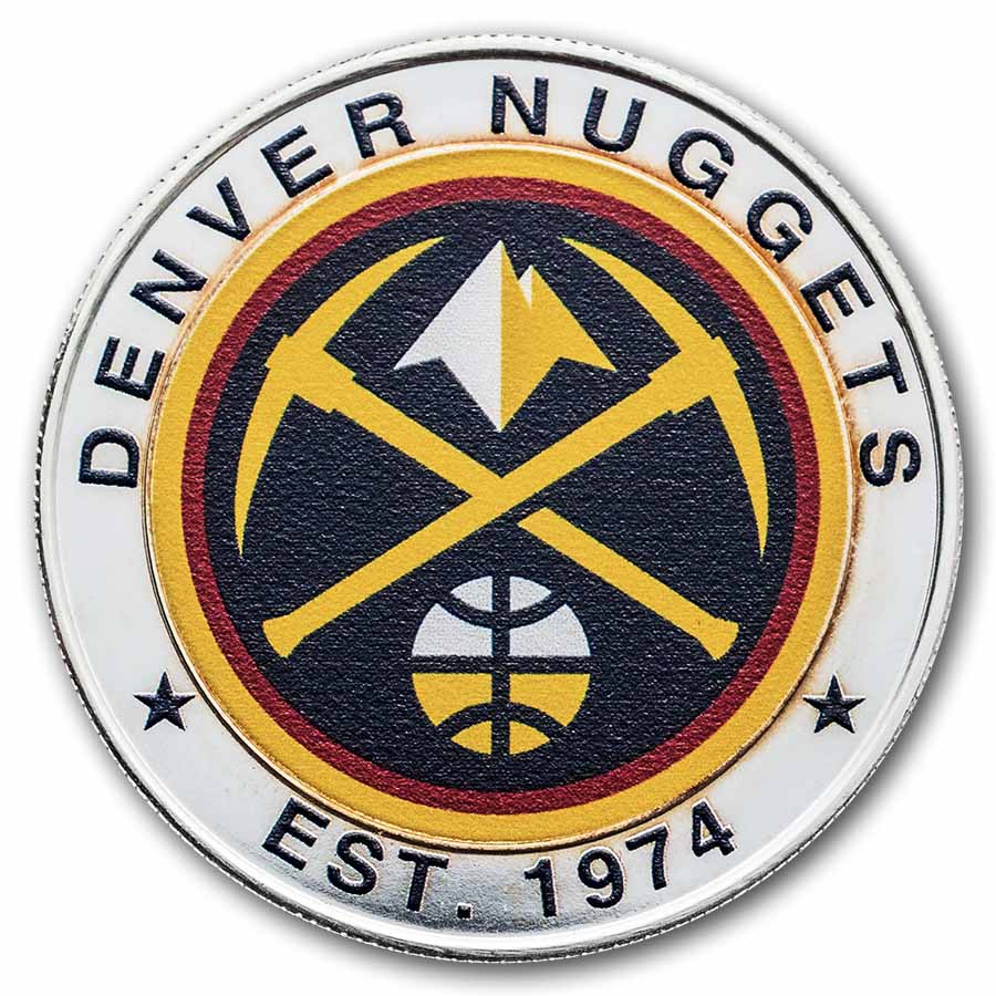 NBA Denver Nuggets 1 oz Silver Colorized Round (w/Box)