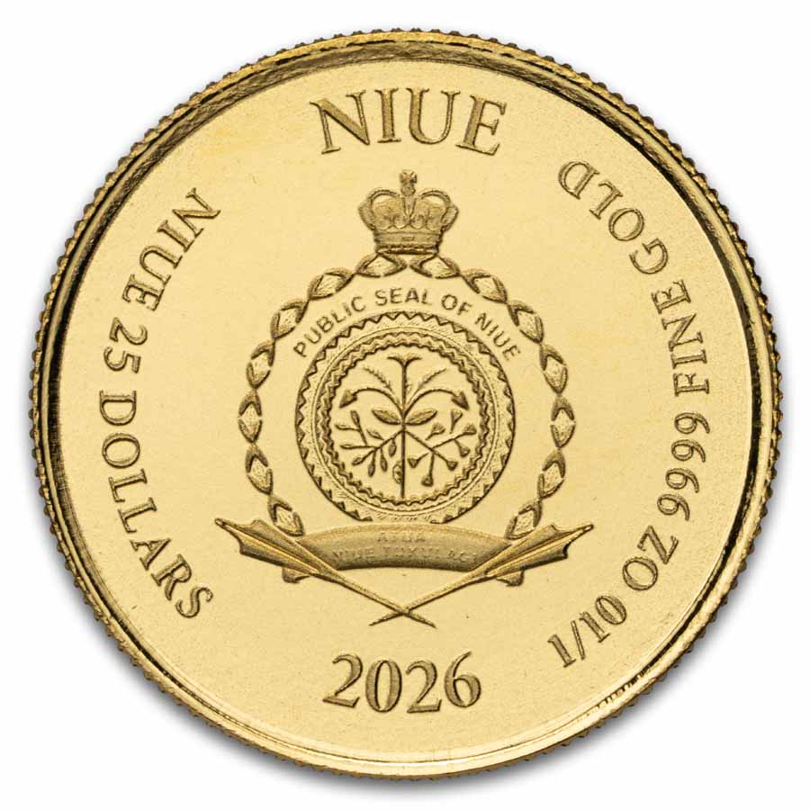 2026 Niue 1/10 oz Gold Coin - Lady Justice BU