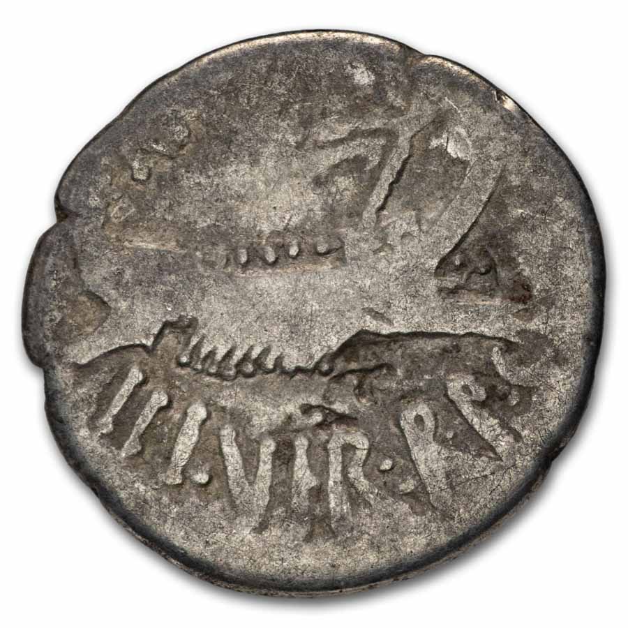 Roman Imperatorial AR Legionary Denarius M. Antony (31-32 BC) VG