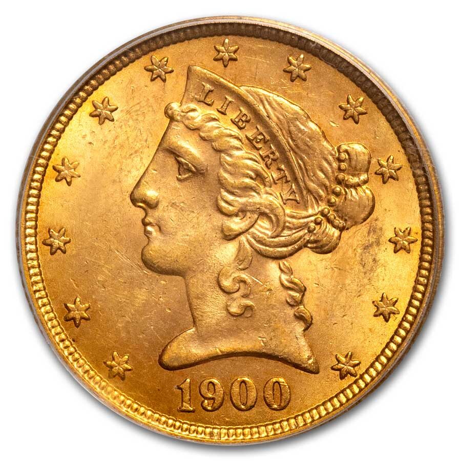 1900 $5 Liberty Gold Half Eagle MS-62 PCGS