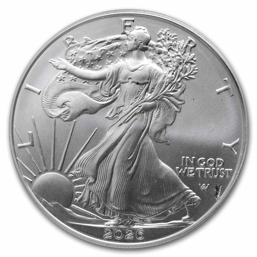 2026 American Silver Eagle MS-69 PCGS (Error, Struck-Thru Obv)