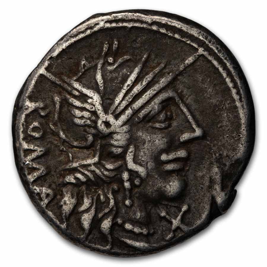 Roman Rep. Silver Denarius M. Fannius (123 BC) VF (Cr-275/1)