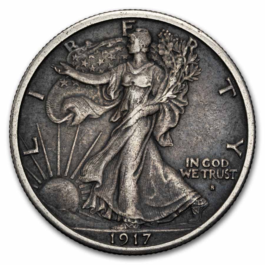 1917-S Obv Walking Liberty Half Dollar XF