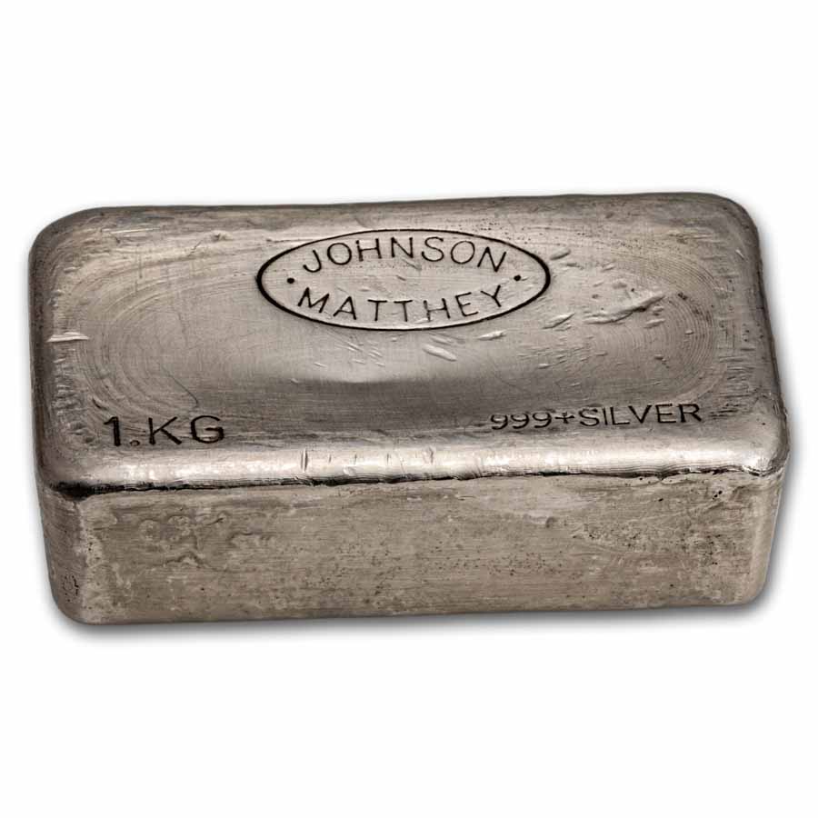 1 kilo Silver Bar - Johnson Matthey (Aust, No Serial # w/ Period)